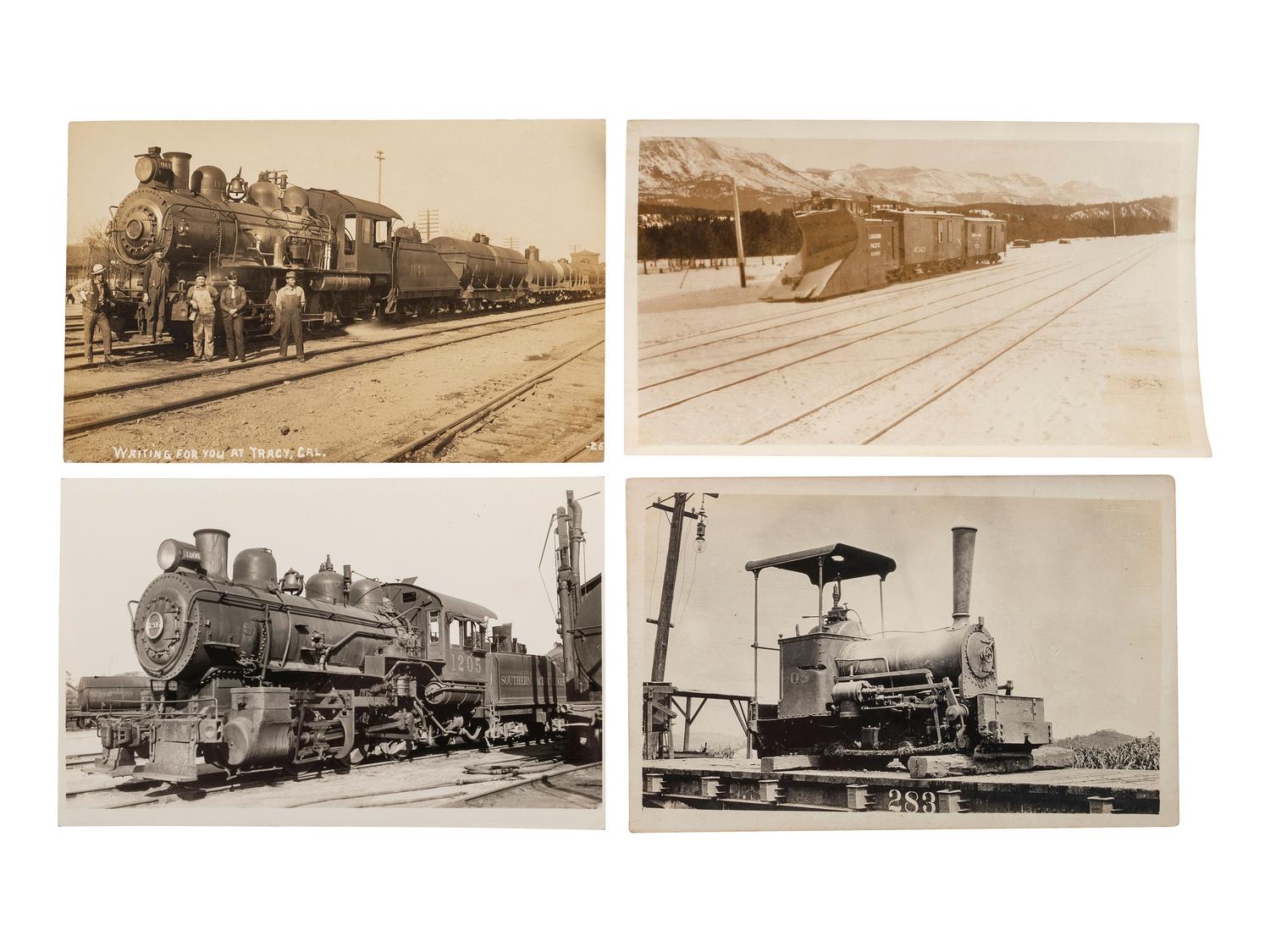 [RAILROADS]. A group of 190 RPPCs & photographs of trains, railroads, and locomotives.