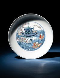A Doucai 'Immortals' Porcelain Plate