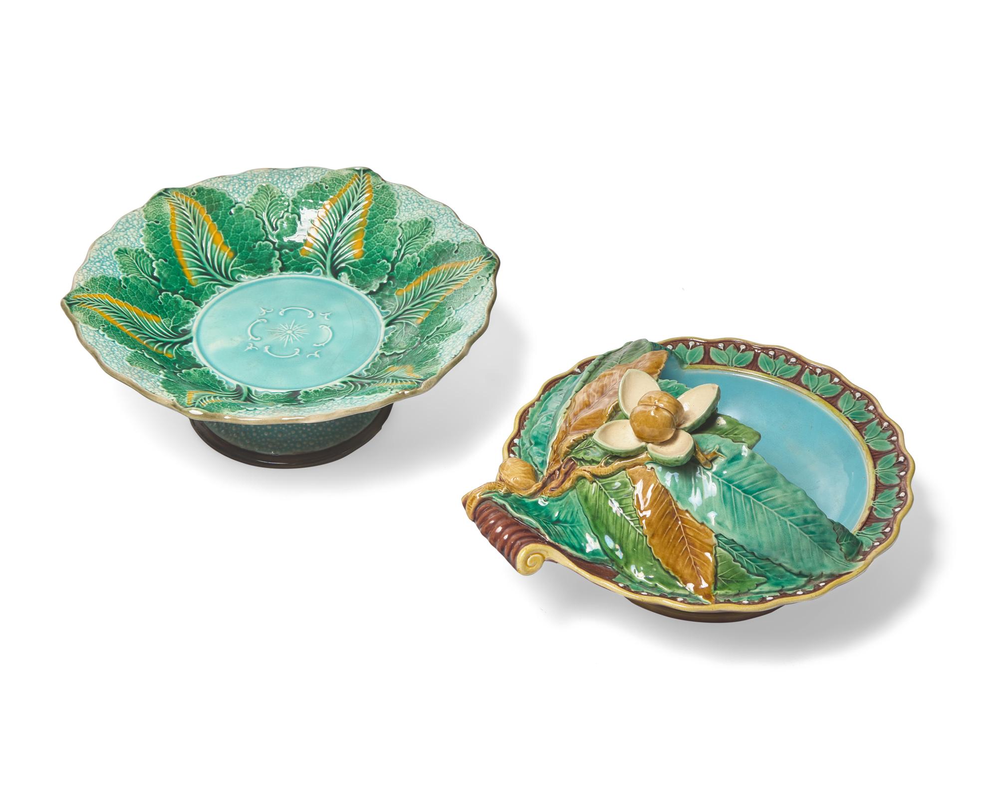 A Minton Majolica Chestnut Server