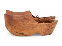 A Pair of Dutch Carved Wood Shoes