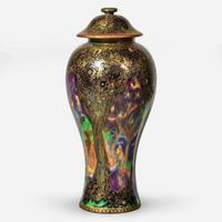 A Wedgwood Black Fairyland Lustre "Jewelled Tree" Vase and Cover UK, circa 1925