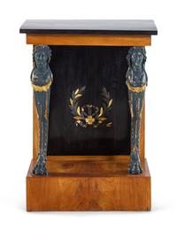 An Empire Style Painted and Parcel Gilt Walnut Console Table