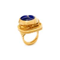 YELLOW GOLD AND LAPIS LAZULI SCARAB RING