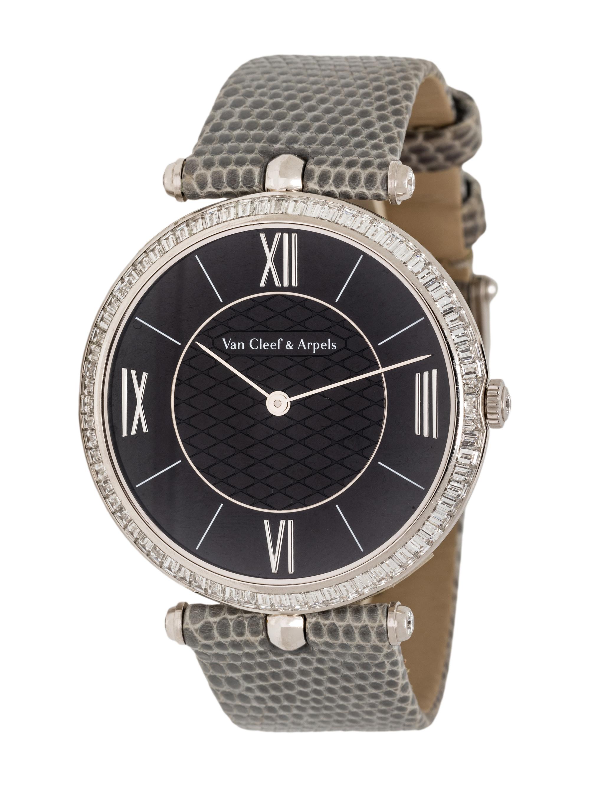 VAN CLEEF AND ARPELS, PLATINUM AND DIAMOND 'PIERRE ARPELS' WATCH