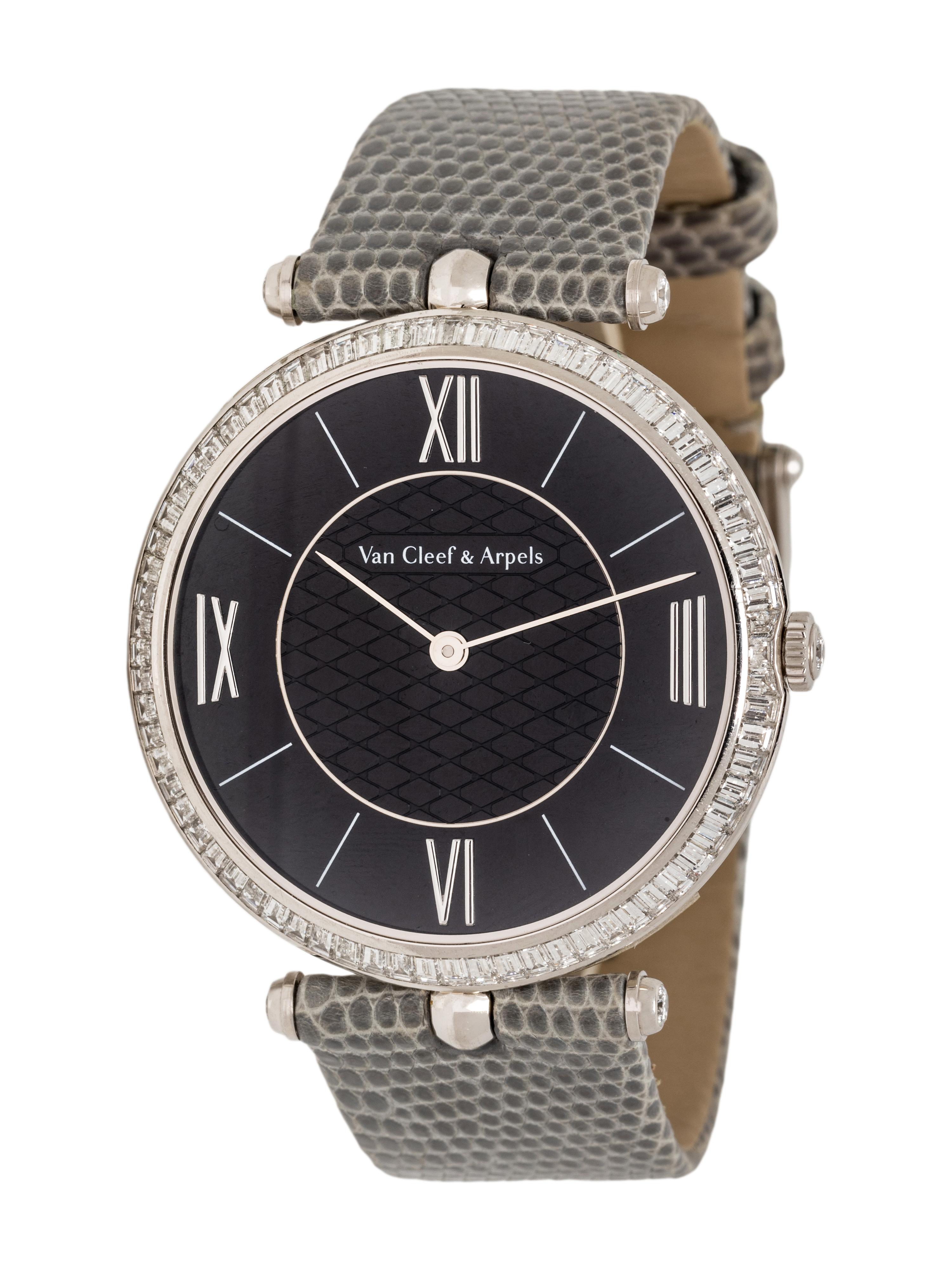 VAN CLEEF AND ARPELS, PLATINUM AND DIAMOND 'PIERRE ARPELS' WATCH