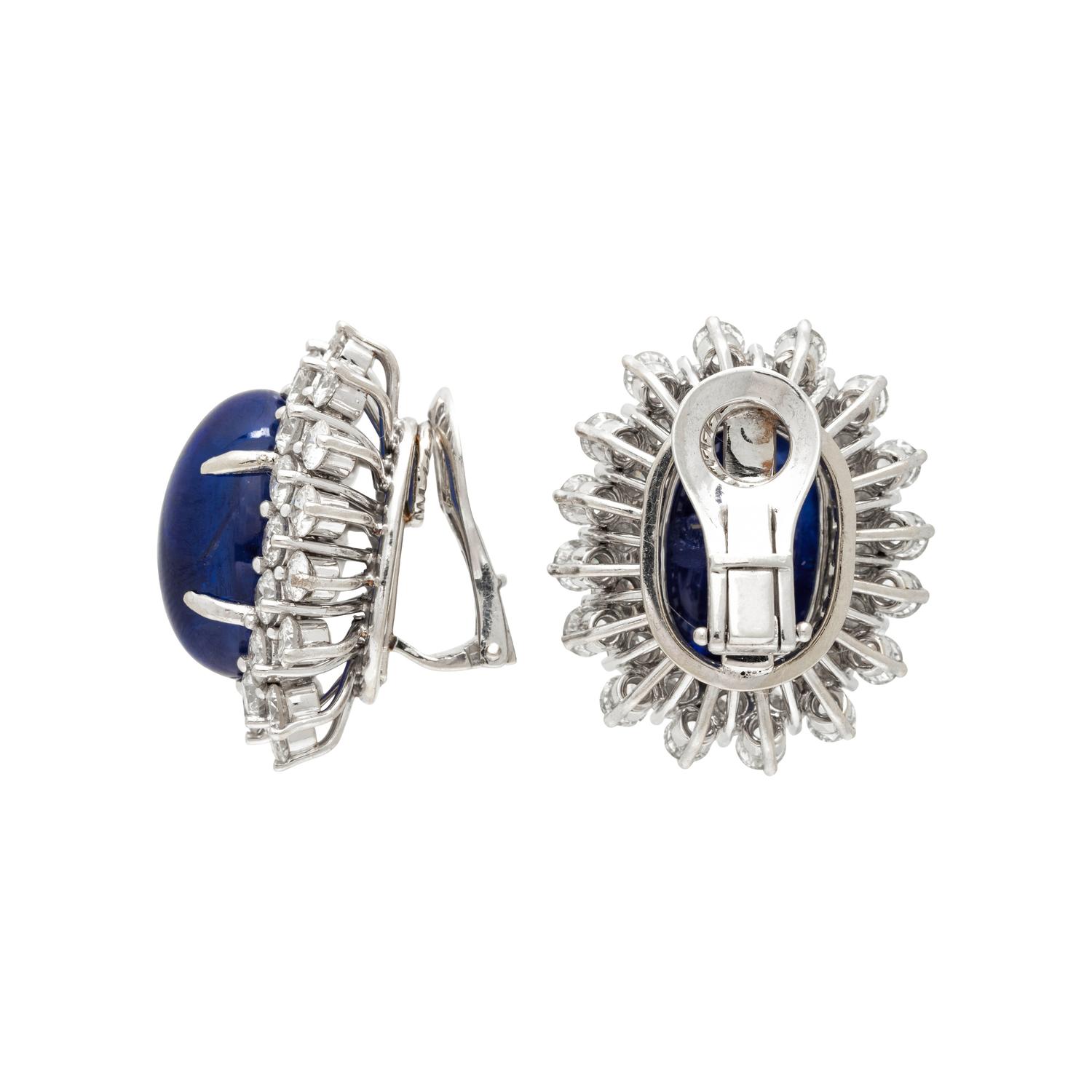 SAPPHIRE AND DIAMOND EARCLIPS
