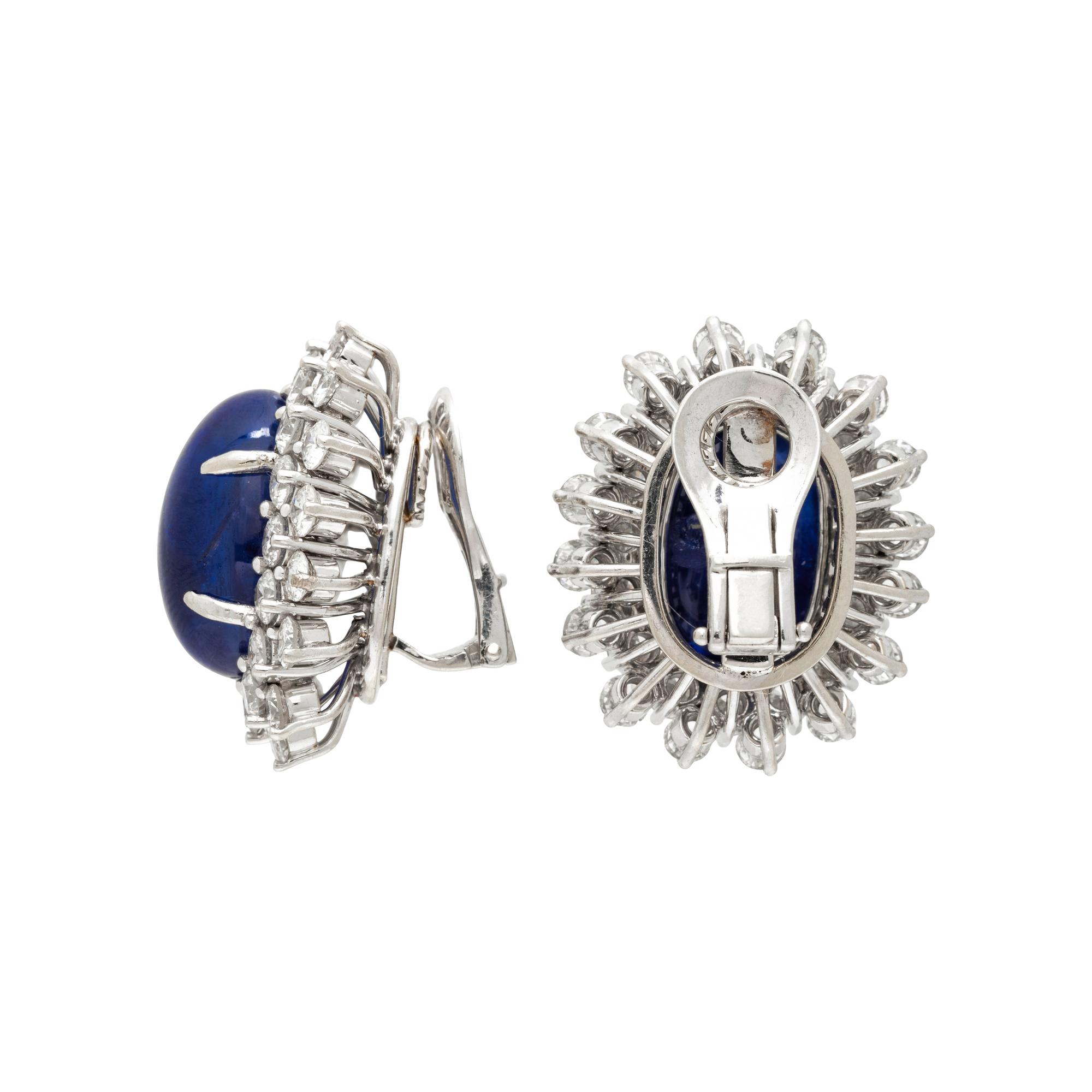 SAPPHIRE AND DIAMOND EARCLIPS
