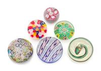 A Collection of Glass Paperweights Diameter of largest 3 inches