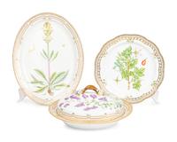 Three Royal Copenhagen Flora Danica Porcelain Serving Articles