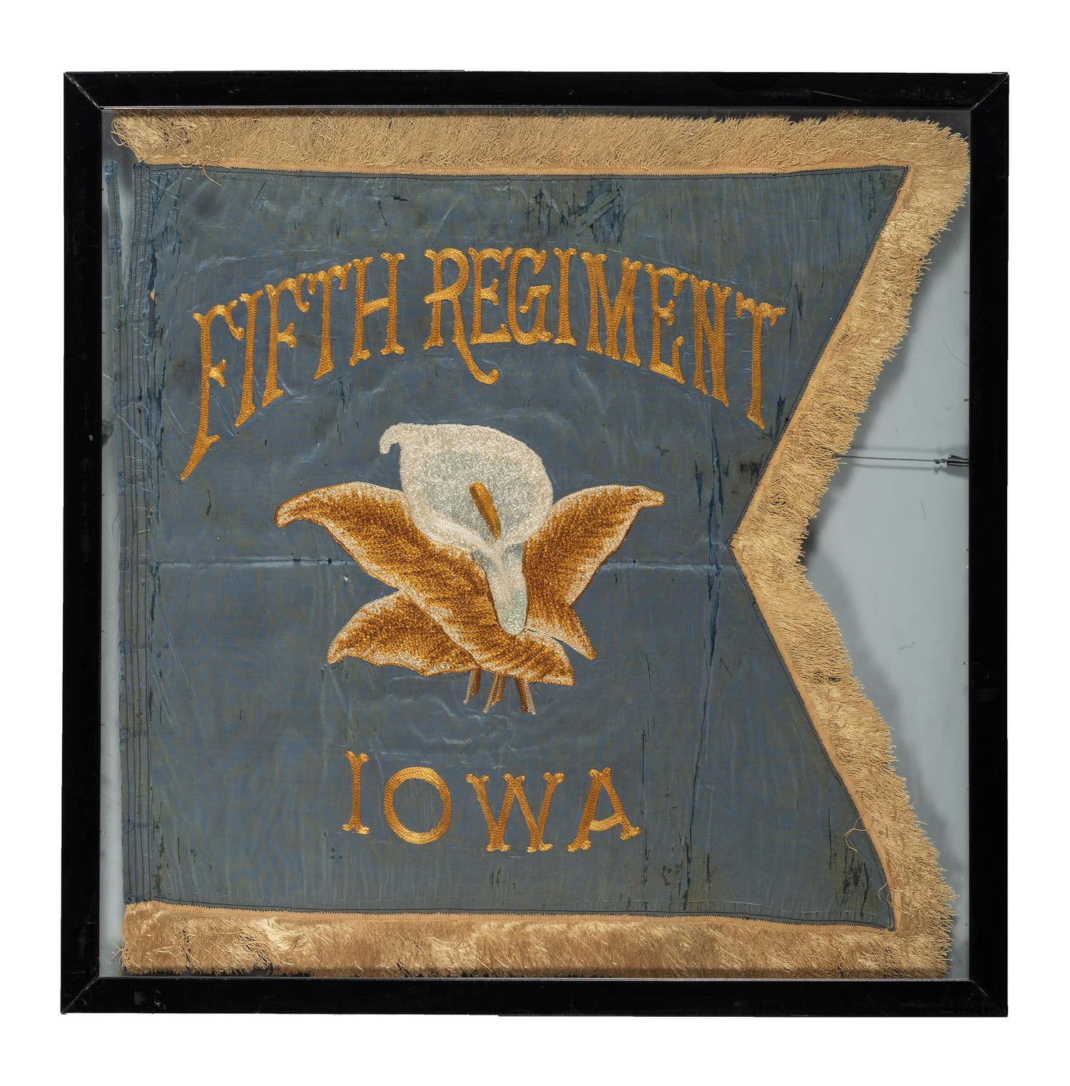 [CIVIL WAR]. Fifth Iowa Infantry or Cavalry regimental flag, possibly a commemorative post-war example.