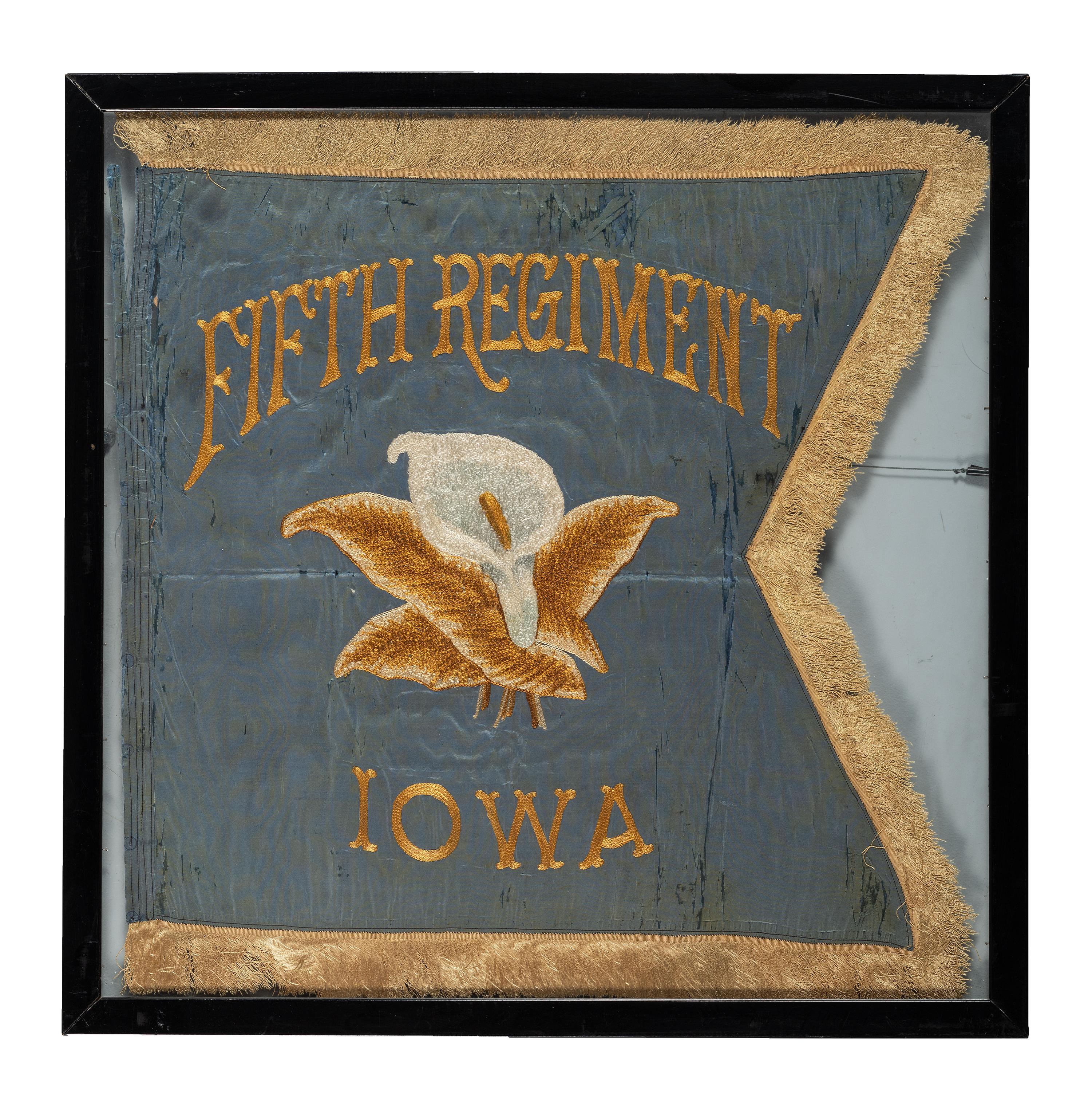 [CIVIL WAR]. Fifth Iowa Infantry or Cavalry regimental flag, possibly a commemorative post-war example.