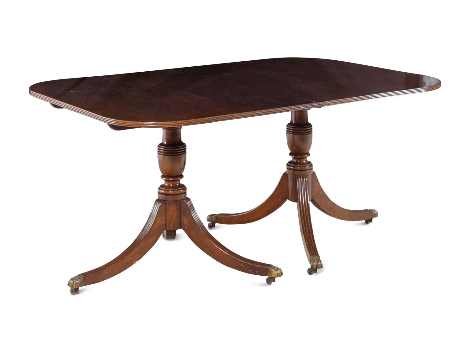 A Regency Style Mahogany Double-Pedestal Dining Table