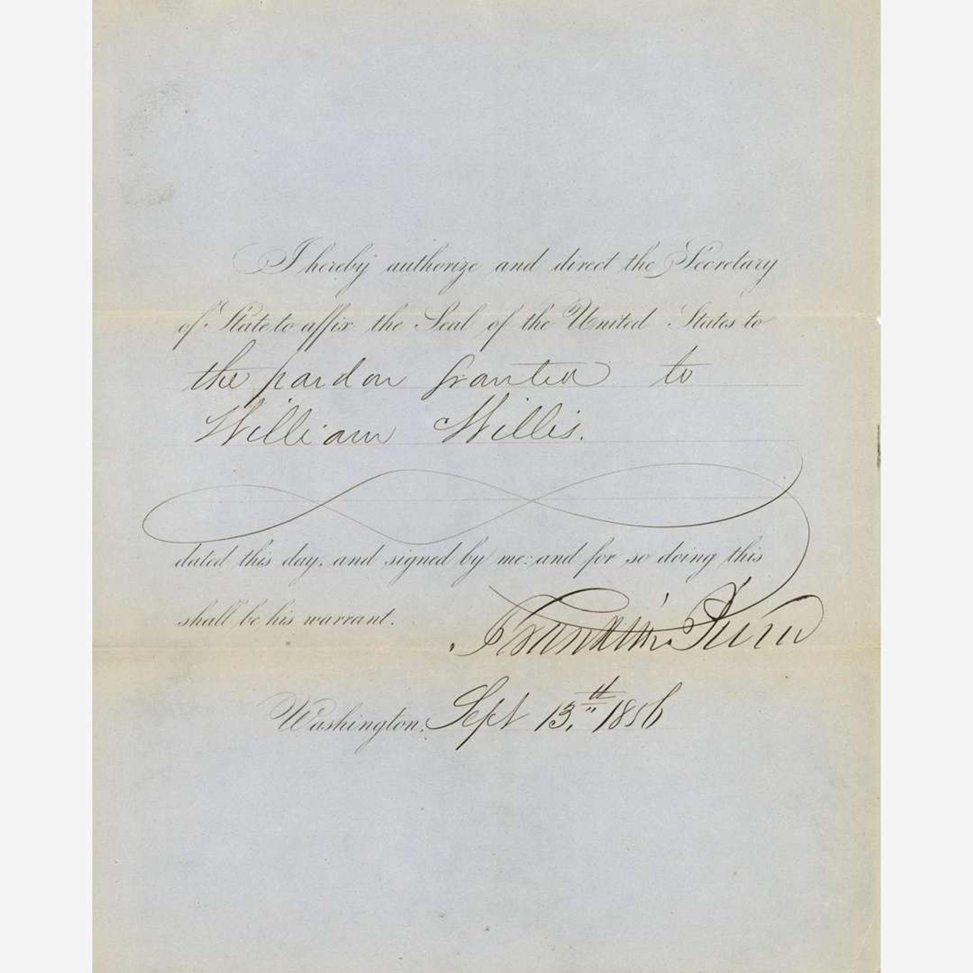 [Presidential] Pierce, Franklin Printed Document, signed