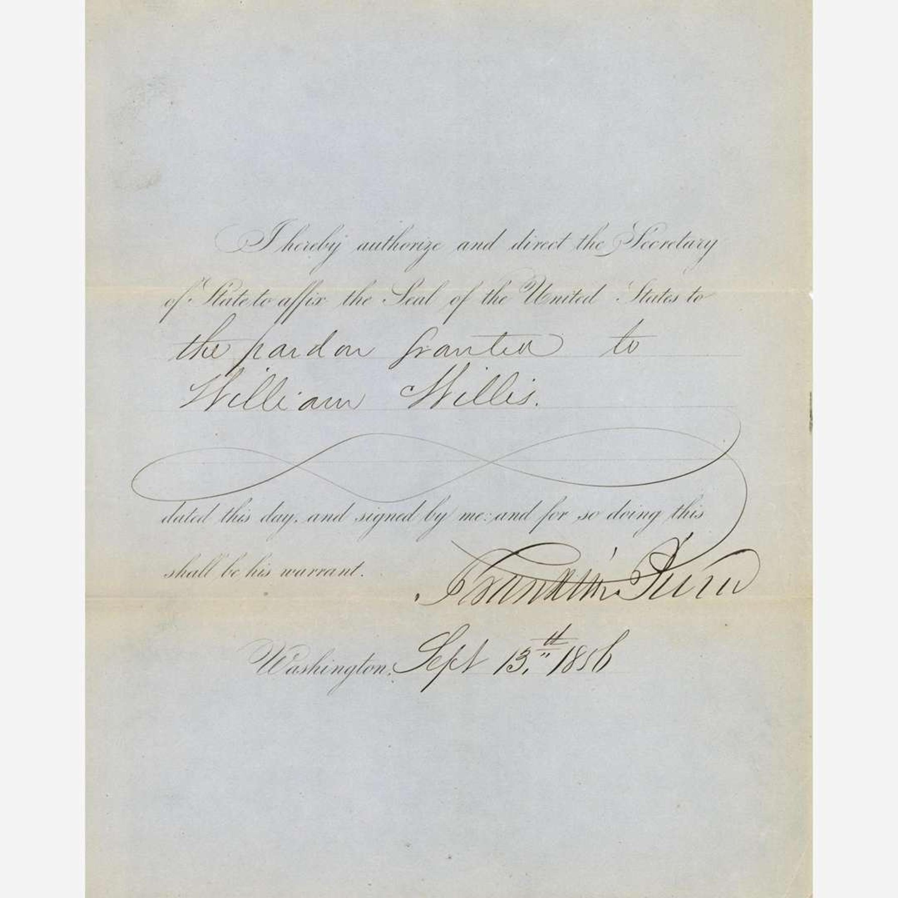 [Presidential] Pierce, Franklin Printed Document, signed