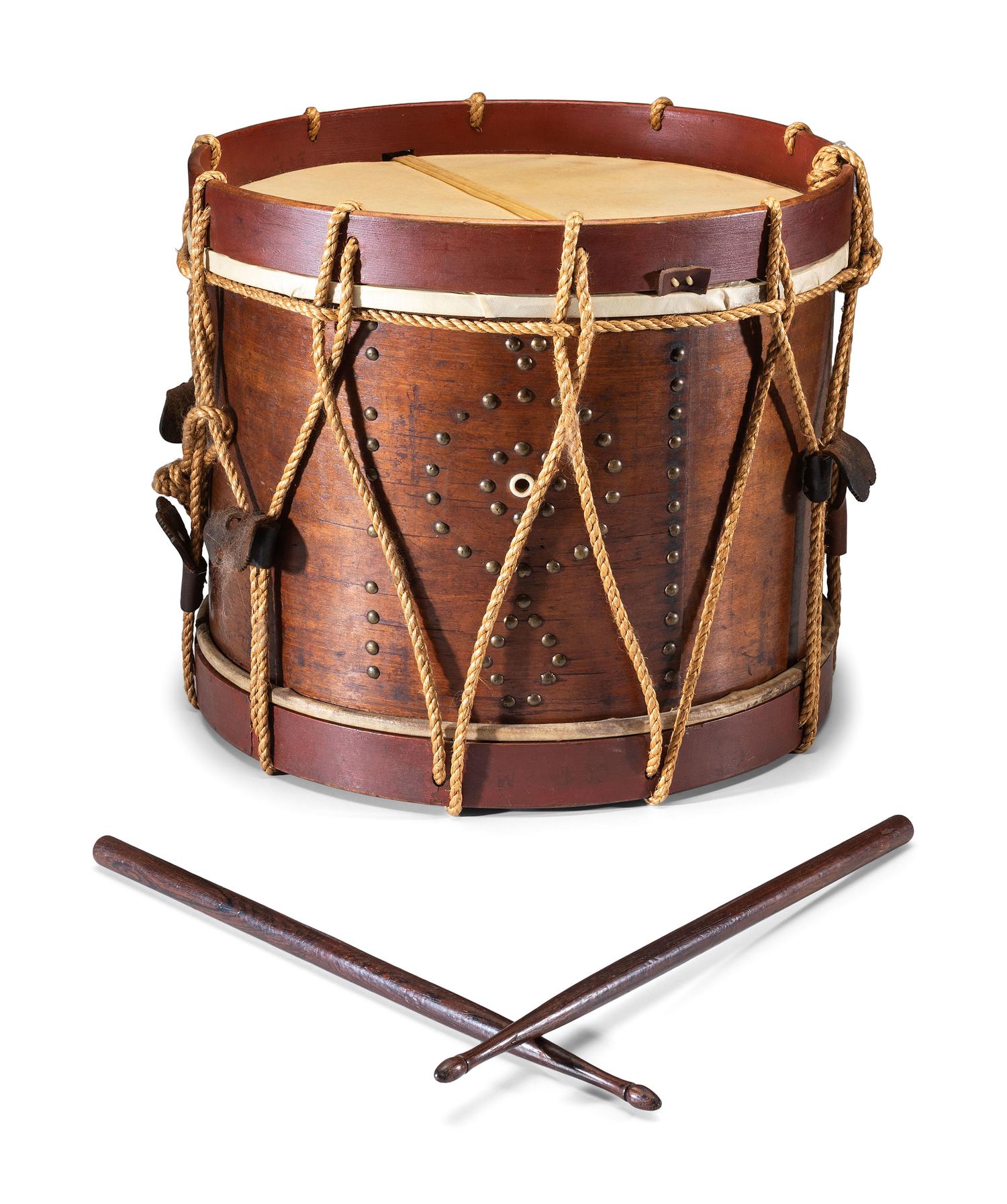 [CIVIL WAR]. Side drum made by George Kilbourn, Albany, New York, 1859. [ With: ] Pair of drumsticks.