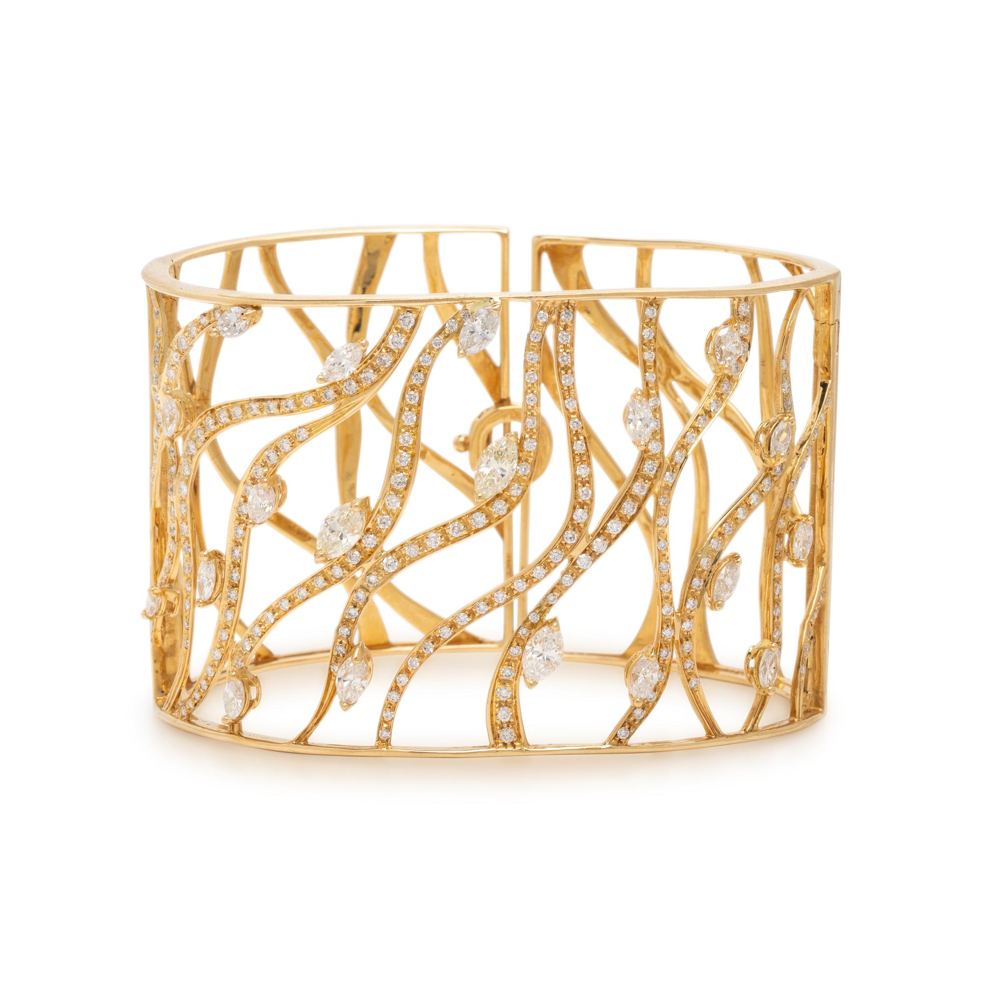 Yellow Gold and Diamond Cuff Bracelet