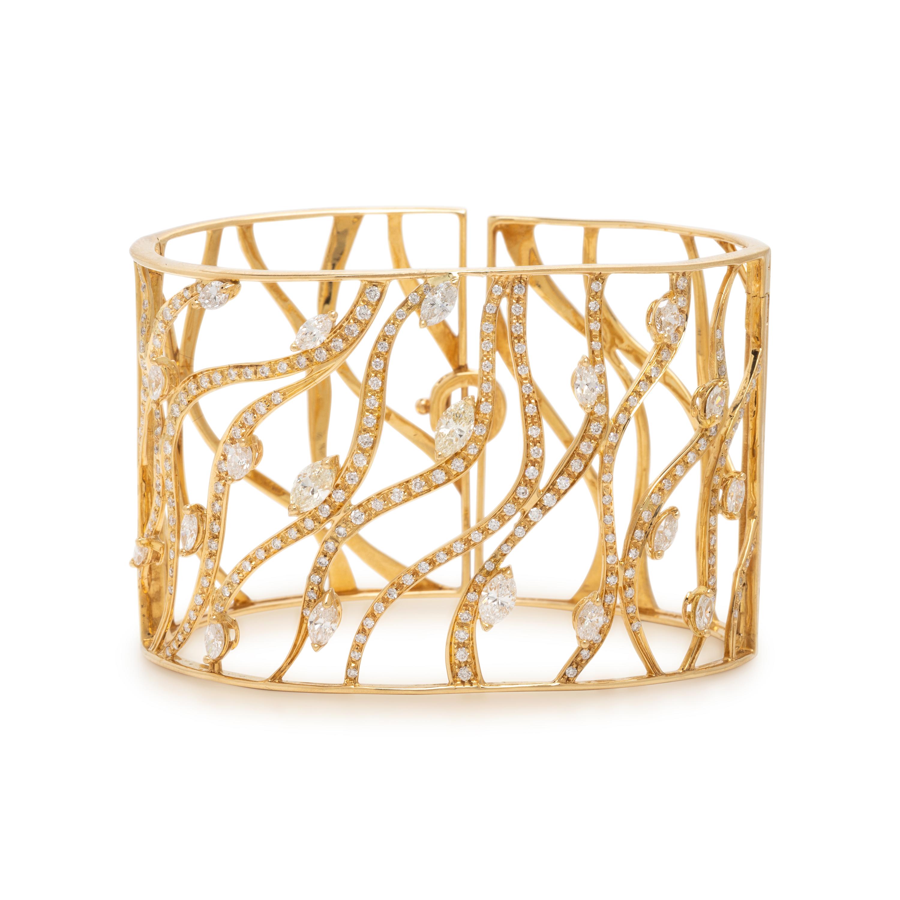 Yellow Gold and Diamond Cuff Bracelet