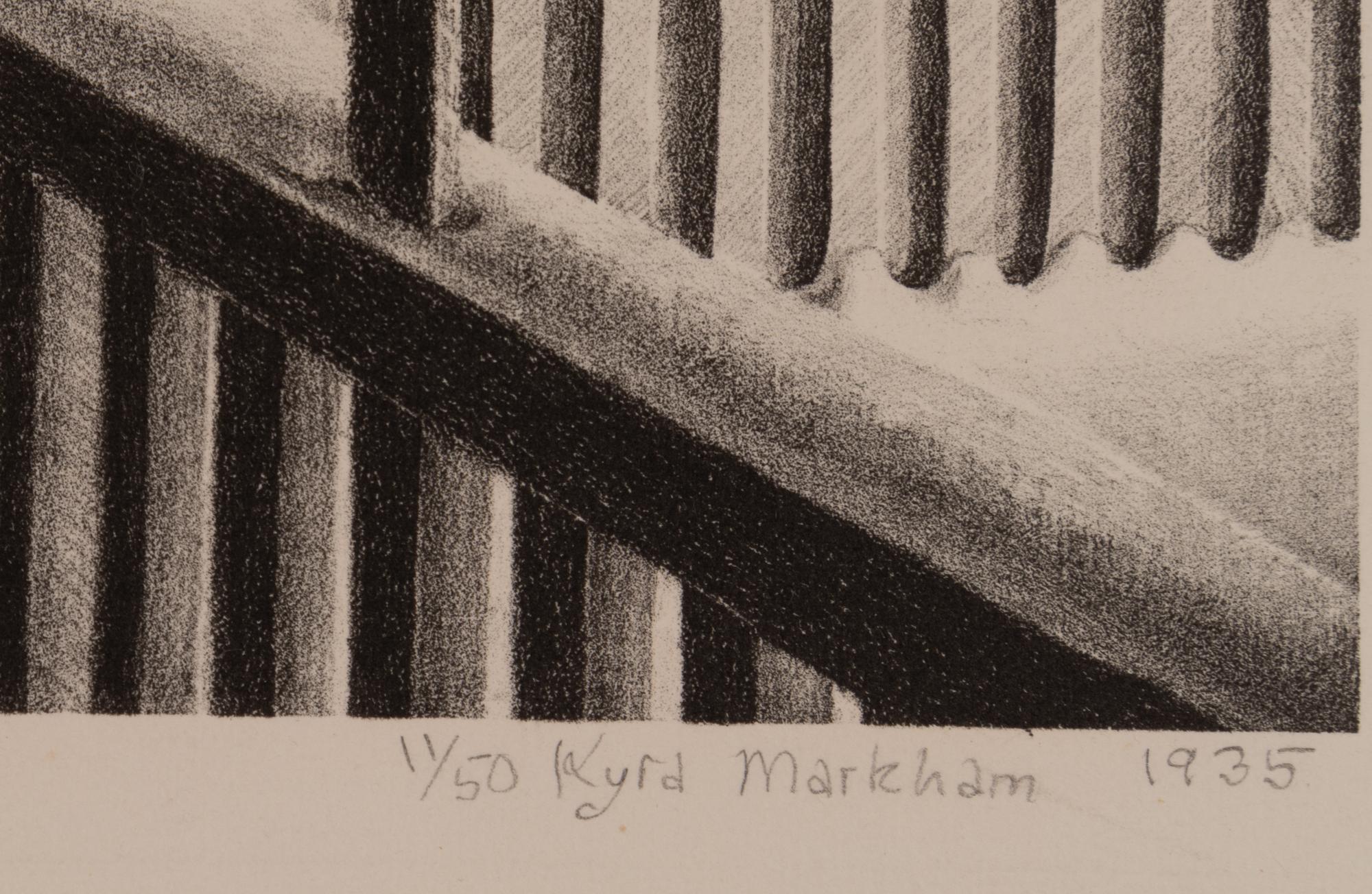 A group of four American prints (Ernest Fiene, New Snow ; Ernest Fiene, Rural Village ; Kyra Markham; Winter Twilight ; Ronau Woiceske, Winter Chores)