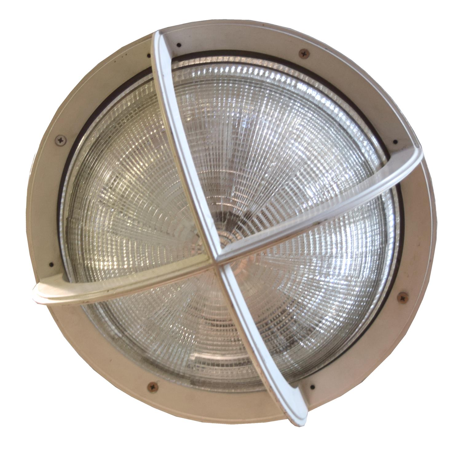An Industrial Mid-Century Light Fixture 12" W x 12" D x 10" H — United States, Mid-20th Century
