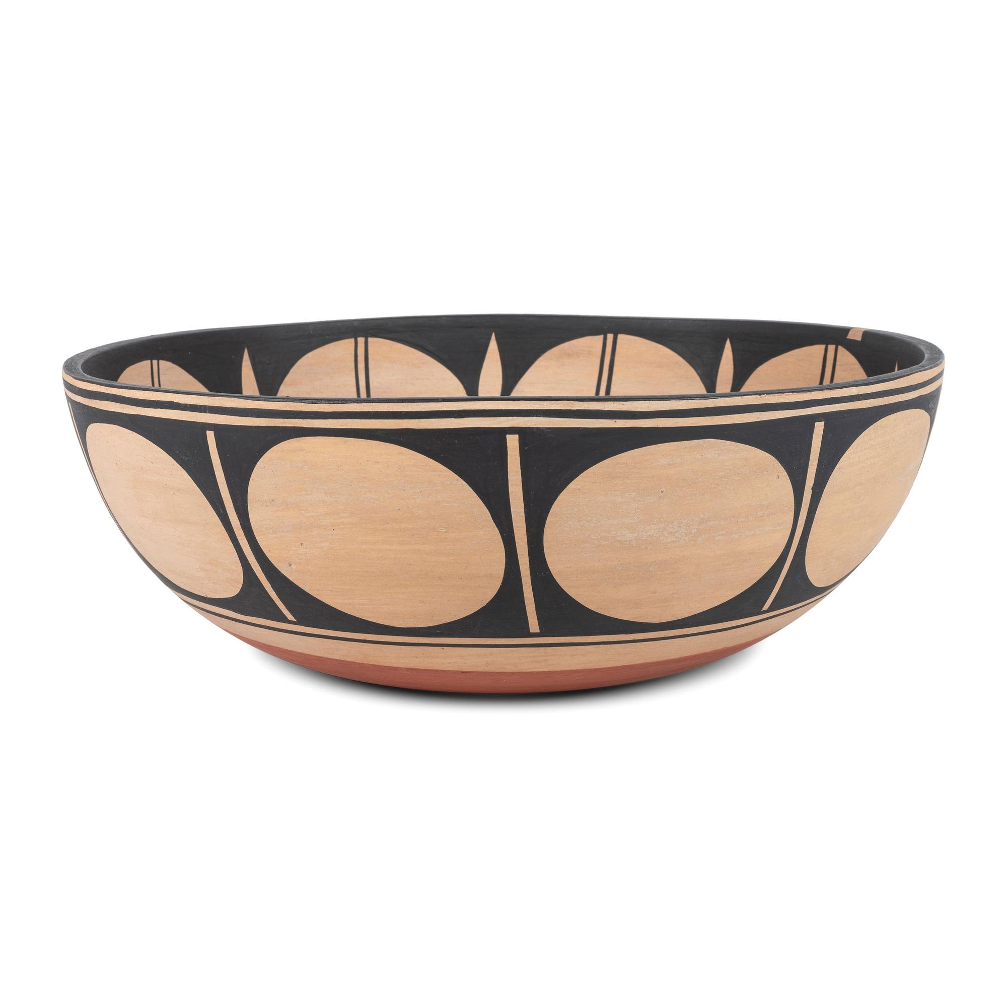 Large Pottery Bowl, with Floral Design
