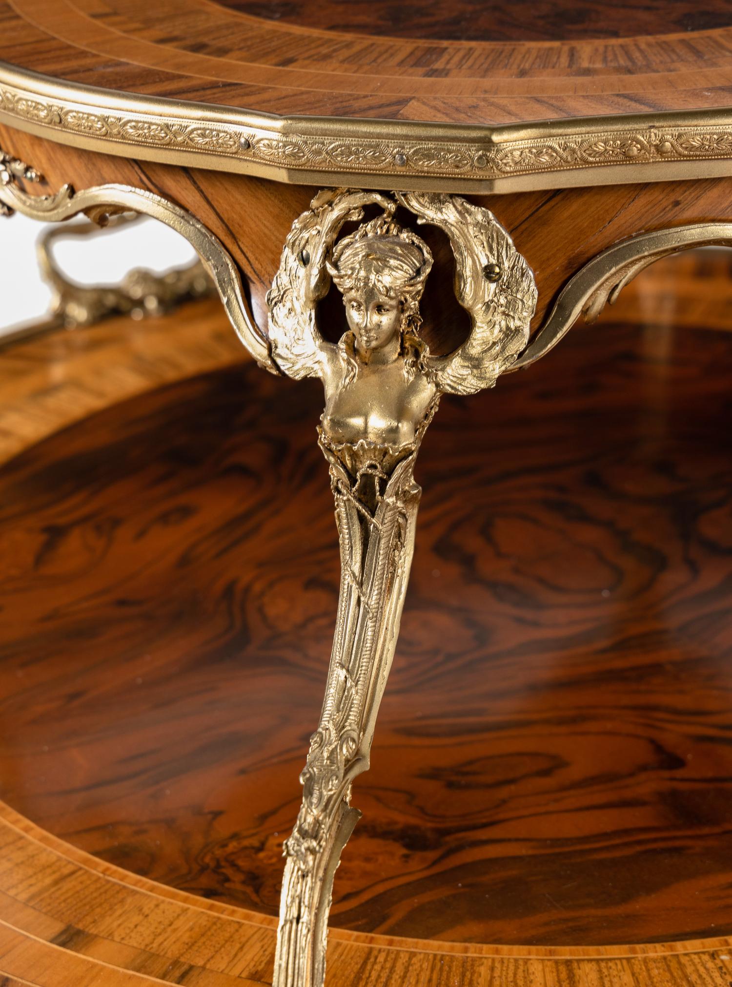 A Louis XV Style Gilt Bronze Mounted Two-Tier Serving Table