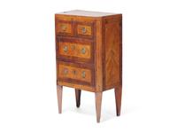 An Italian Neoclassical Inlaid Mahogany And Burl Walnut-Veneered Diminutive Commode