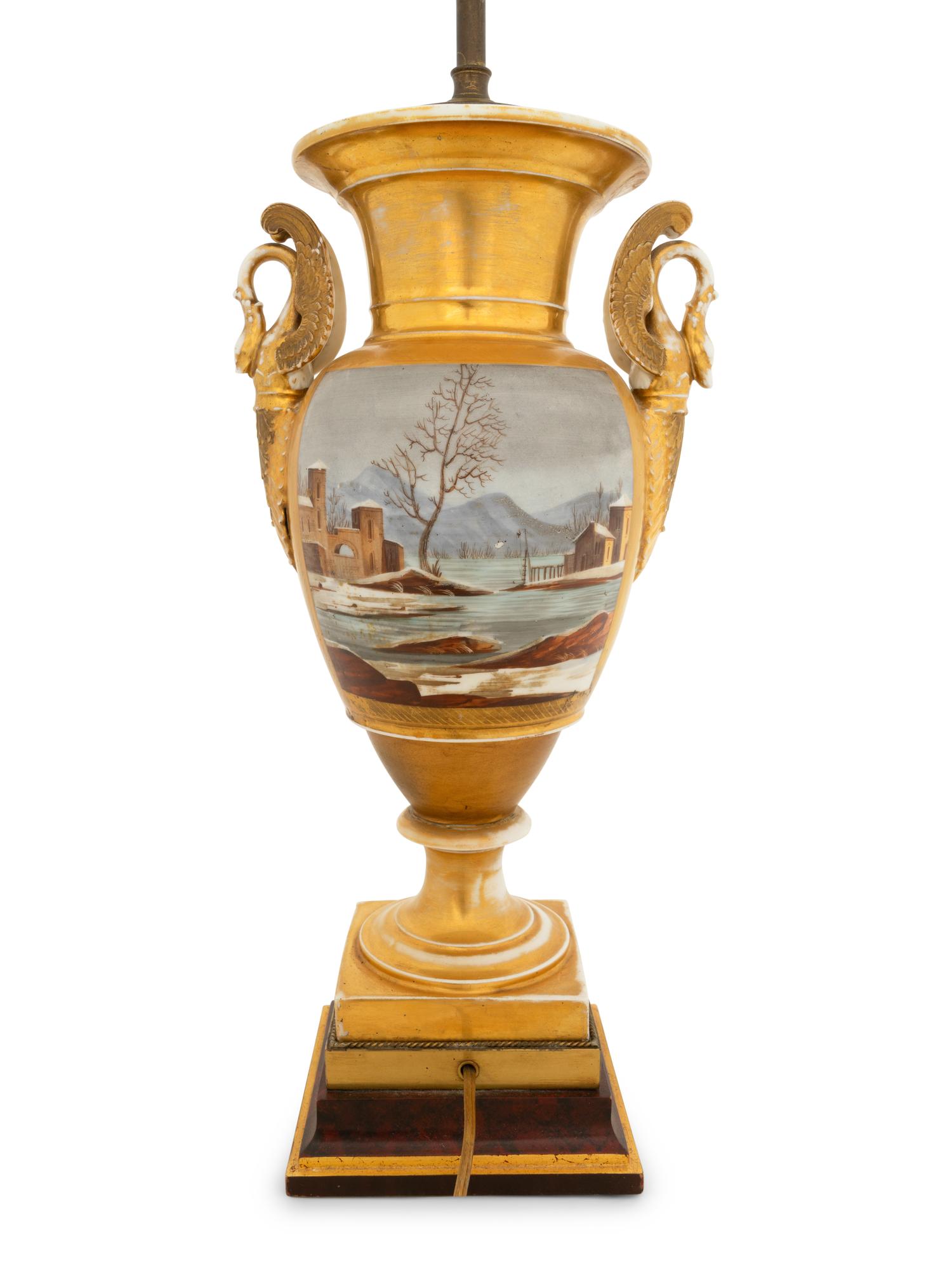 A Paris Porcelain Vase Mounted as a Lamp