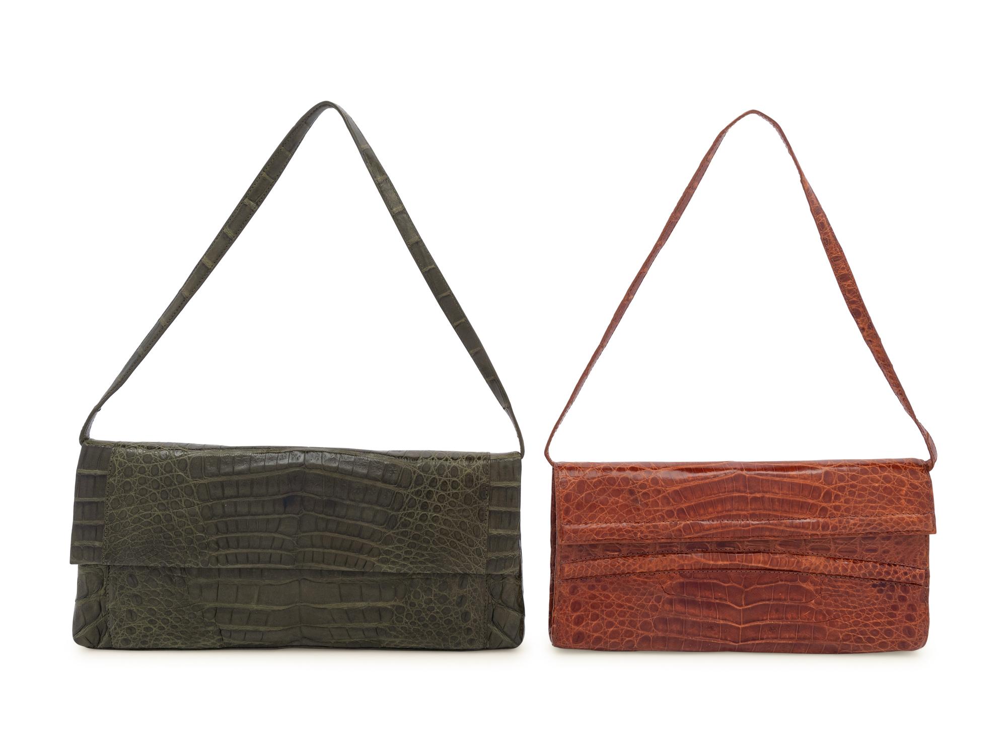 Two Nancy Gonzalez Crocodile Flap Bags, 2000s