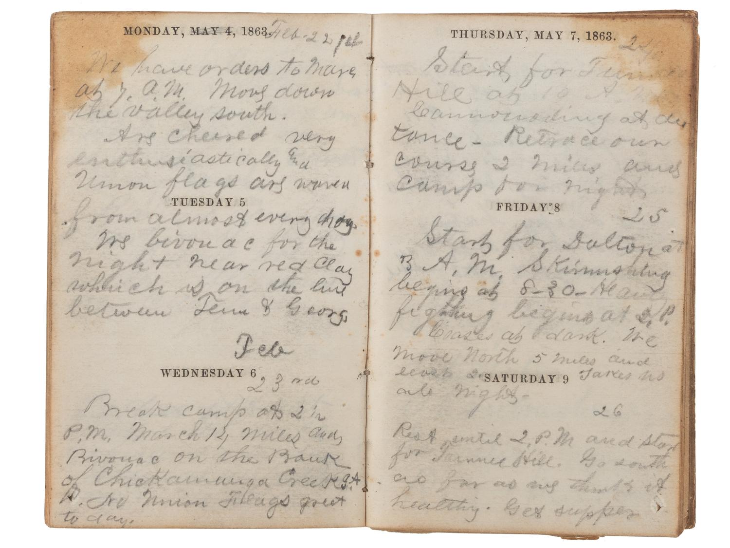 [CIVIL WAR]. Diary of Assistant Surgeon Robert P. Davis, 84th Indiana Regiment.