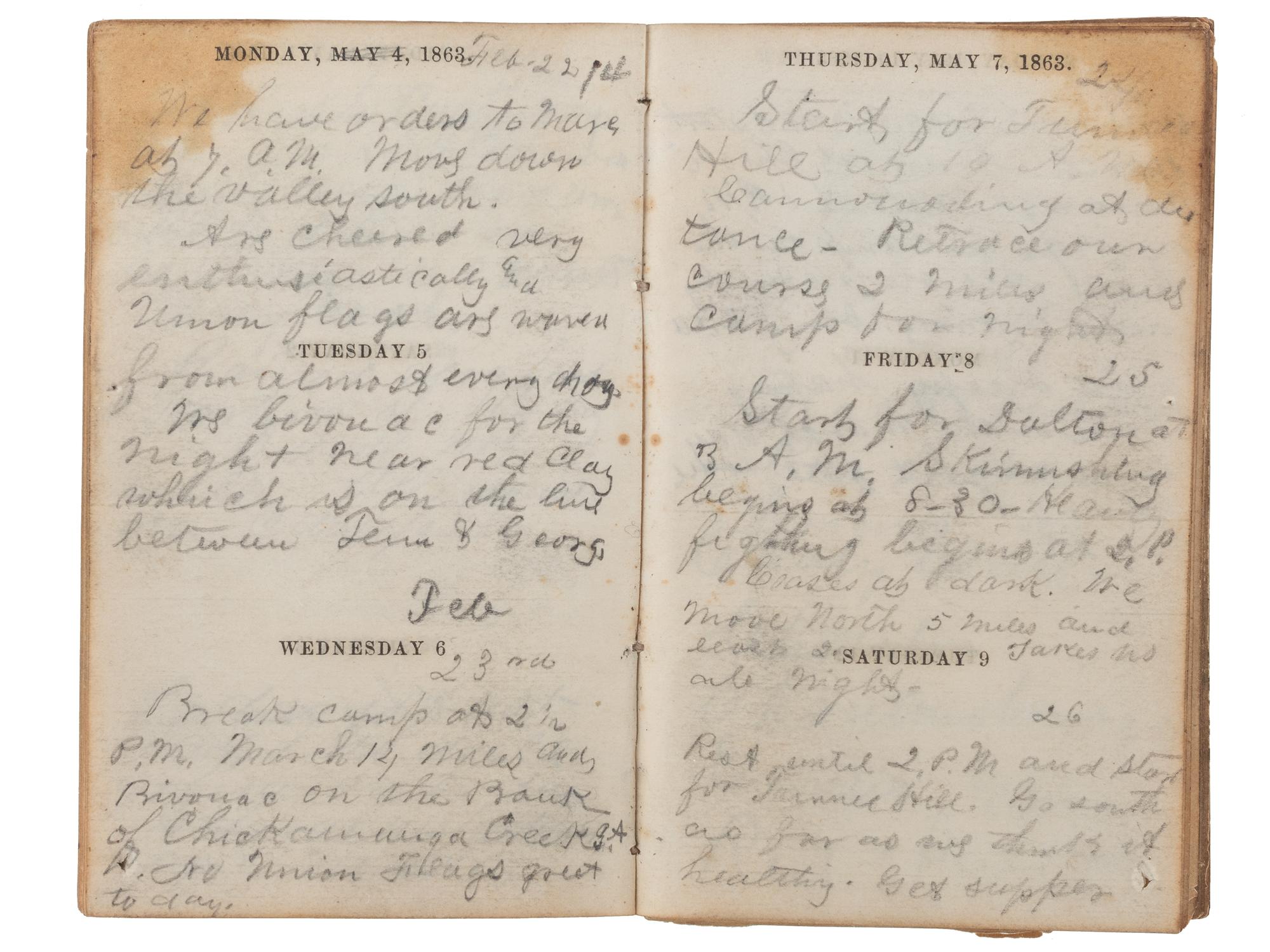 [CIVIL WAR]. Diary of Assistant Surgeon Robert P. Davis, 84th Indiana Regiment.