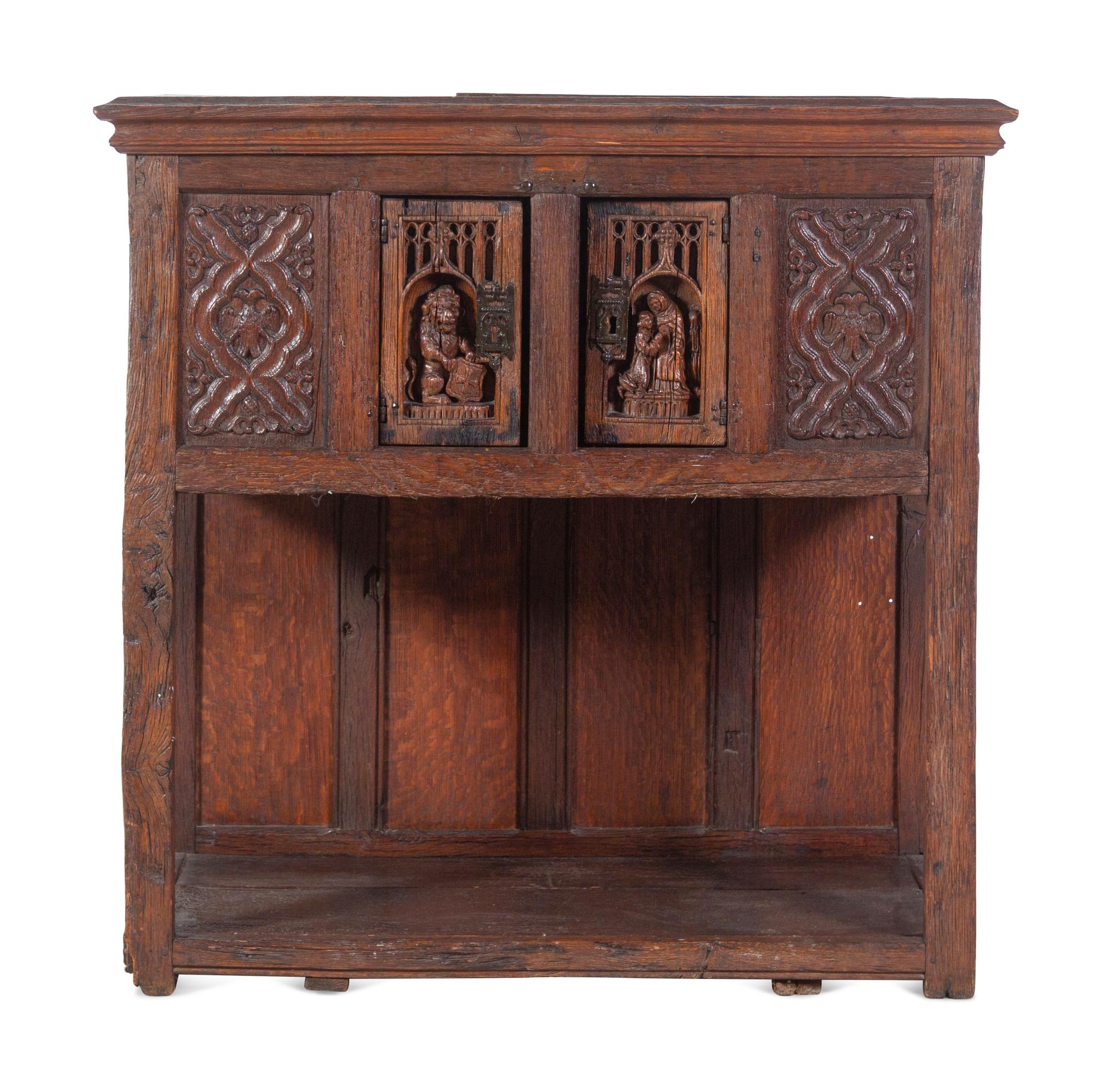 A Gothic Revival Oak Court Cupboard