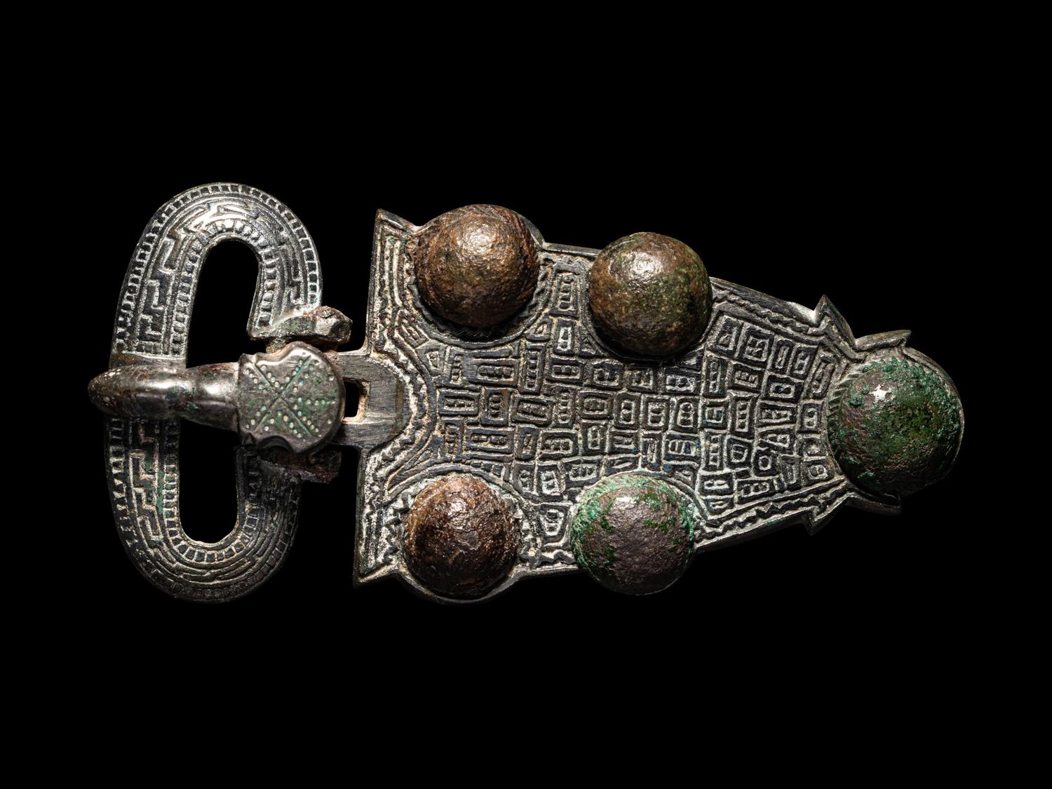 A Merovingian Bronze Belt Buckle