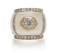 An 18 Karat Gold, Rock Crystal and Diamond Ring, 14.30 dwts.