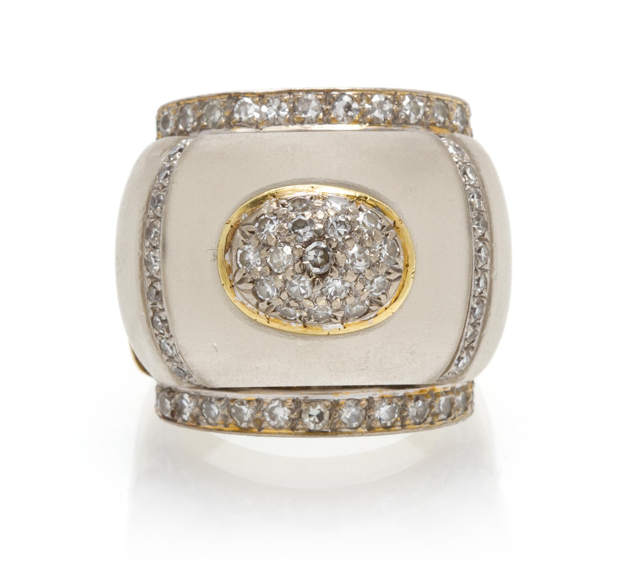 An 18 Karat Gold, Rock Crystal and Diamond Ring, 14.30 dwts.