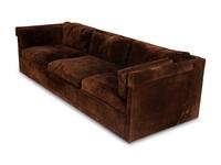 A Chocolate Suede-Upholstered Three-Cushion Sofa