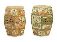 Two Chinese Rose Medallion Porcelain Garden Seats