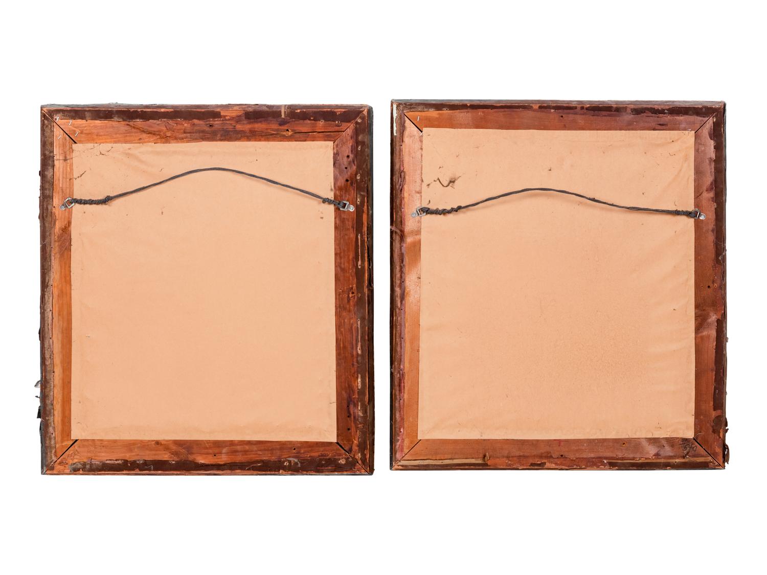 A Pair of Continental Painted and Rope Mounted Mirrors