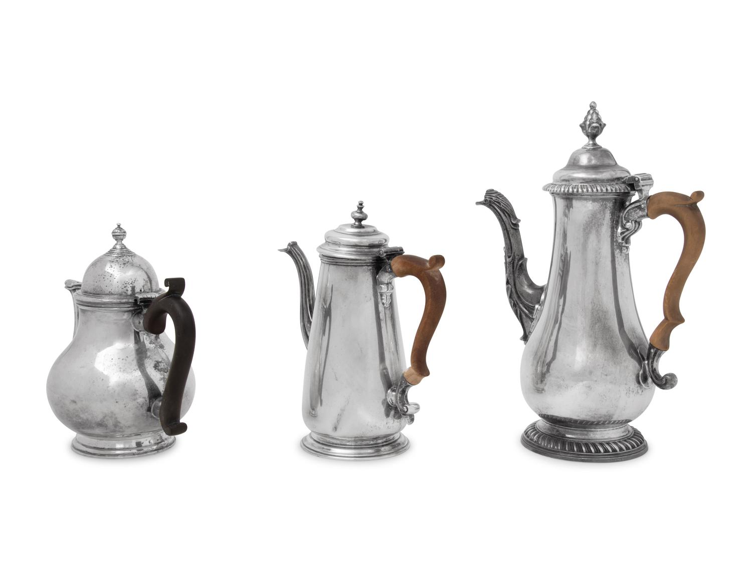 Three English Silver Teapots