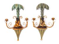 A Pair of Venetian Style Composition Figural Sconces Height 22 1/2 inches. — 20TH CENTURY