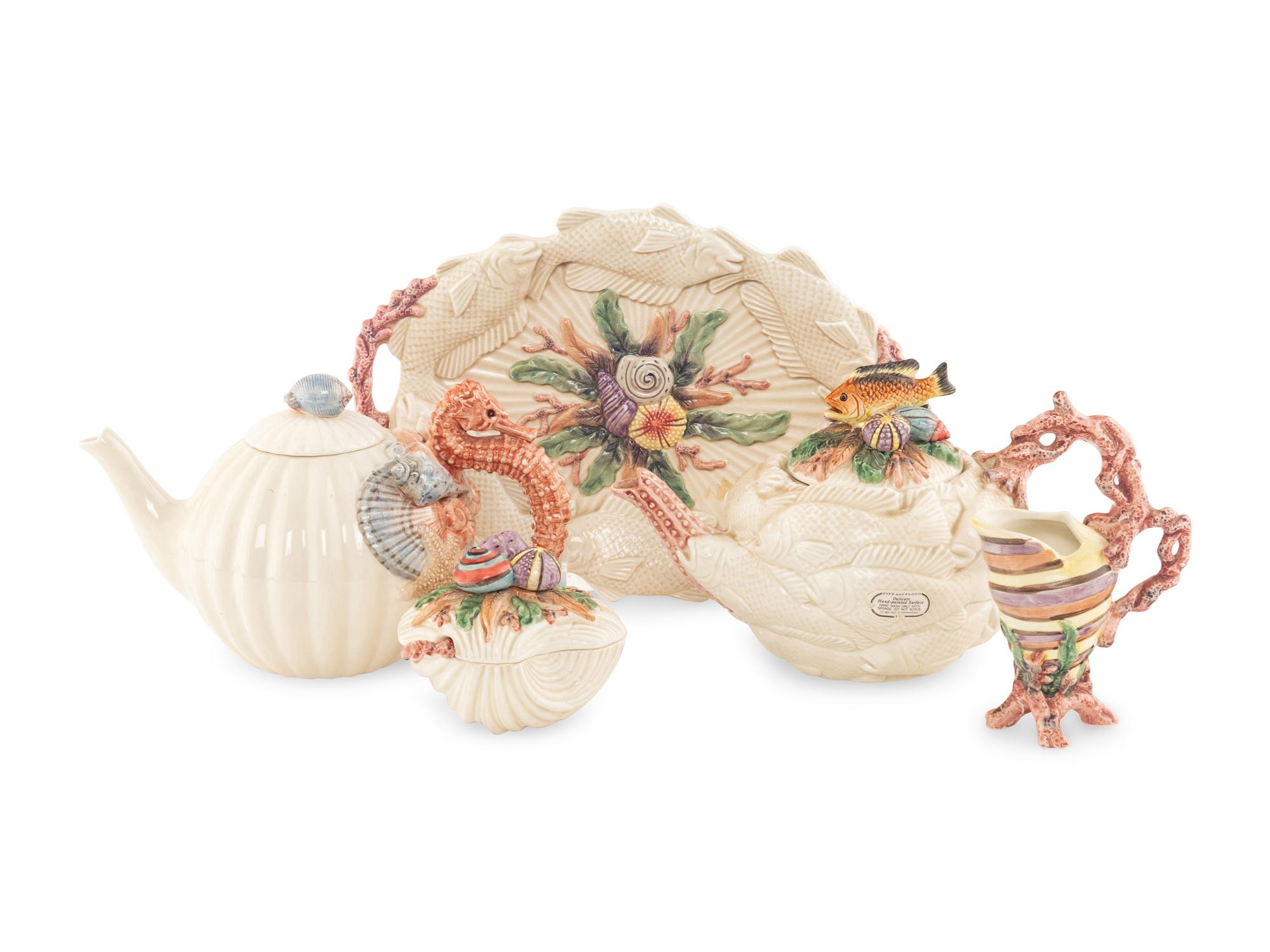 A Group of Fitz and Floyd Seashell-Themed Ceramic Articles
