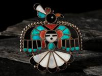 Silver Thunderbird Pin / Brooch, with Channel Inlay