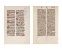 A set of two leaves with penwork decoration from the late fourteenth century.