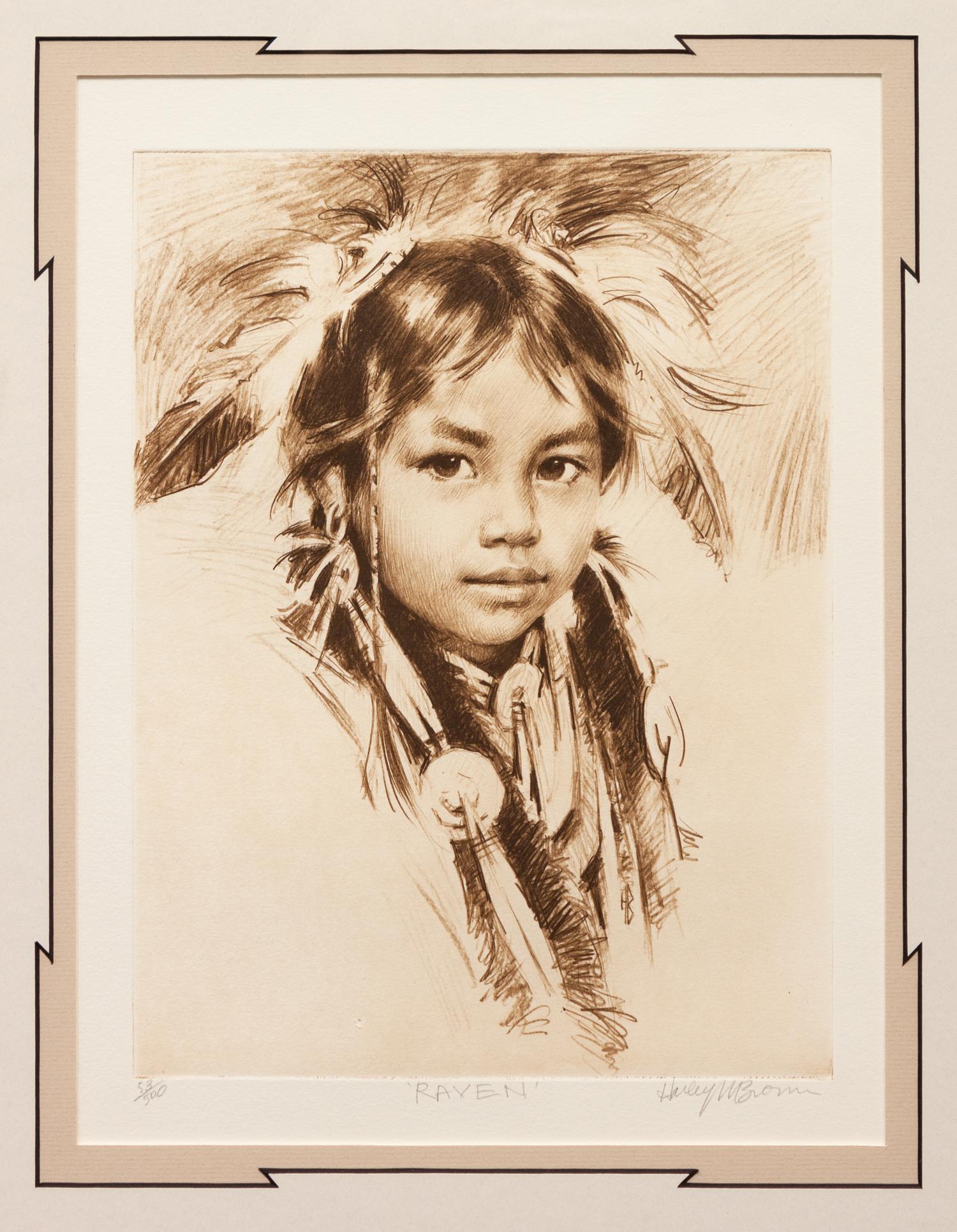 Four Prints: Blossom , edition 53/500; Sitting Eagle , edition 239/250; Raven , edition 53/500; Turning Robe , edition 239/250, together with book, The Art and Life of Harley Brown