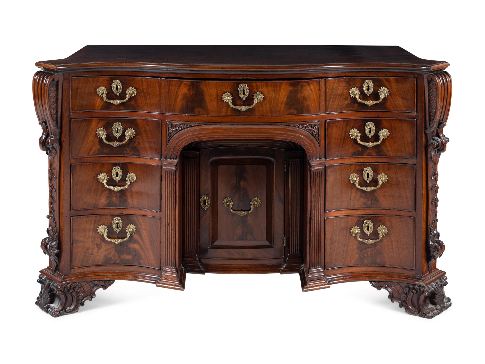 A George III Mahogany Knee-Hole Bureau