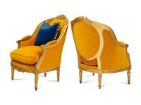 A Pair of Louis XV Style Giltwood Bergères