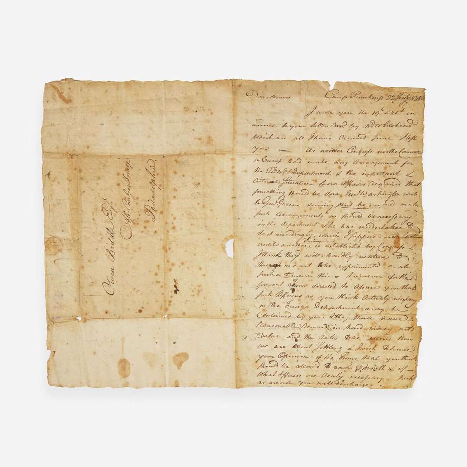 [Americana] Biddle, Clement, and Owen Biddle, and Charles Thomson Group of 5 Documents, signed