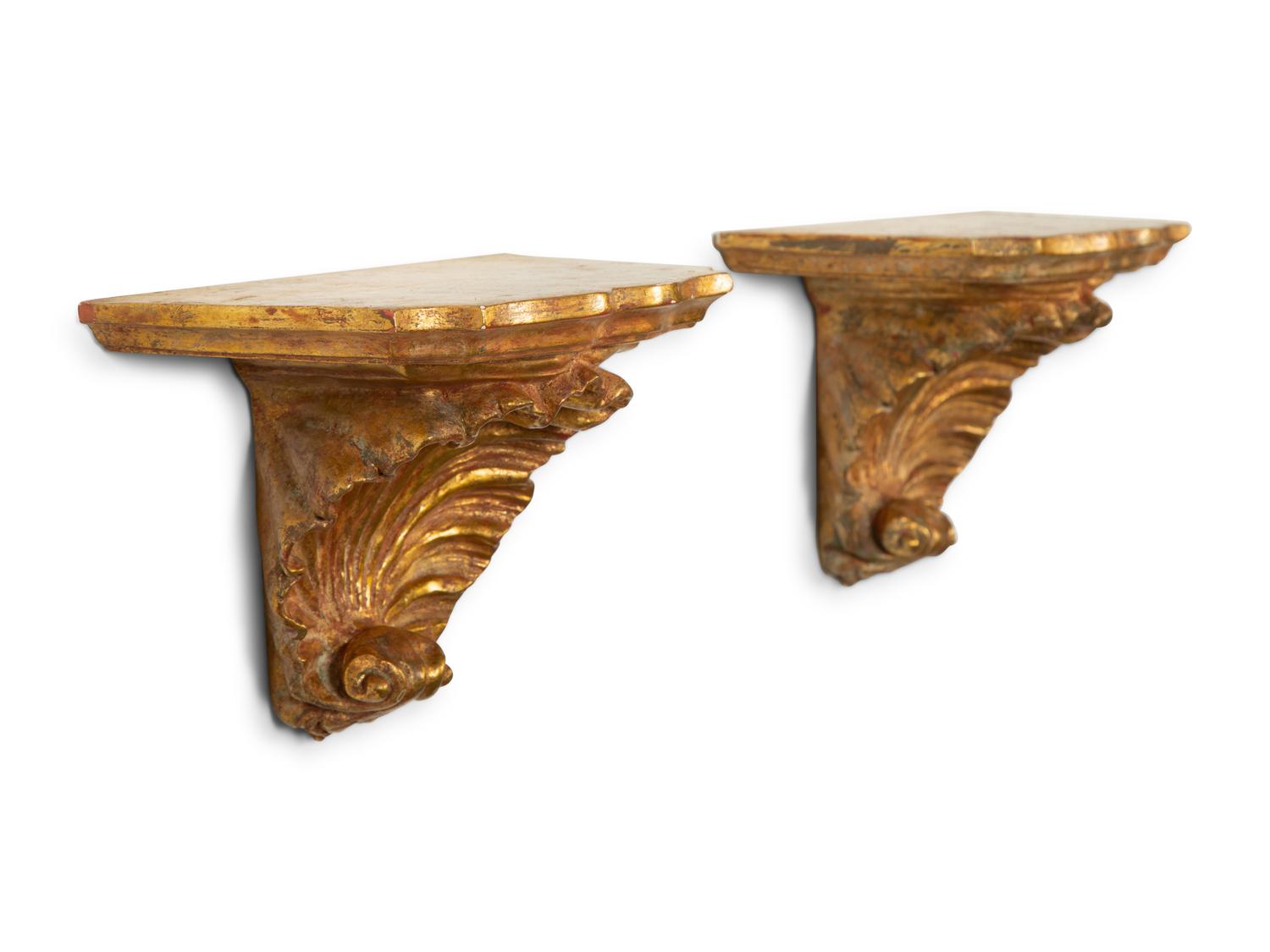 A Set of Four Italian Giltwood Wall Brackets
