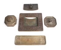 Tiffany Studios, a Zodiac pattern five-piece desk set