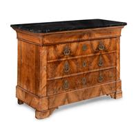 A Louis Philippe Walnut and Marble-Top Commode