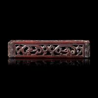A Chinese Reticulated Hardwood Perfumier, 19th Century or Earlier 清中期 紅木鏤雕龍紋香盒